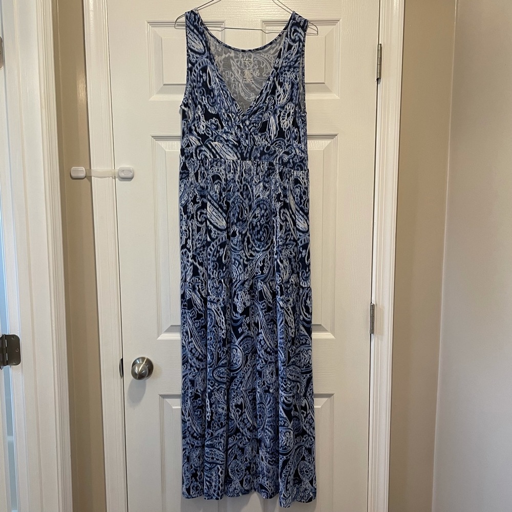 Blue/White, St John’s Bay Maxi Dress, Size L